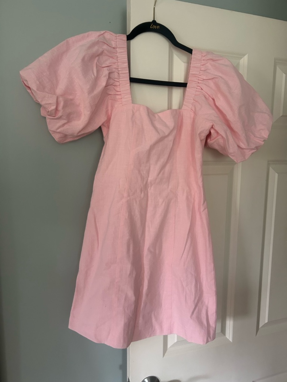 Girls Pink Puff Sleeve Dress